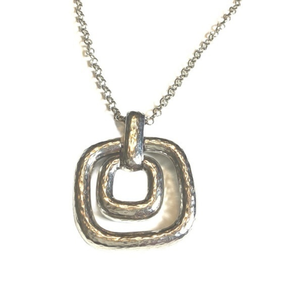 Dana Buchman abstract square spiral cutout long boho necklace‎